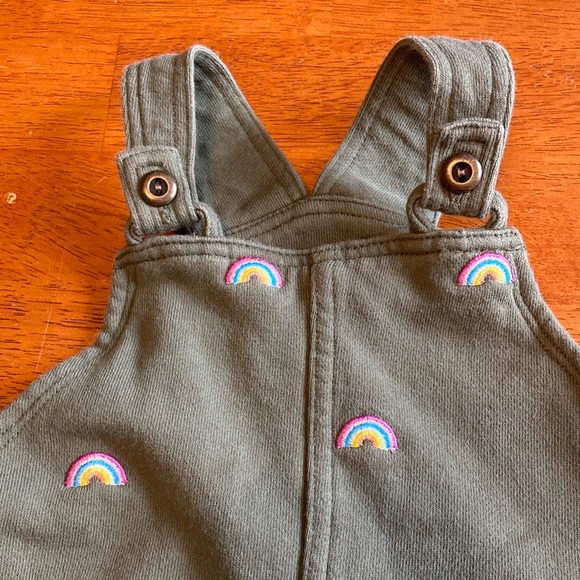 Bonnie Baby Girls Sz 24 Month Green Knit Rainbow Embroidery Heart Pockets Dress - Picture 2 of 7